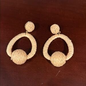 Elegant Tan Woven Earrings